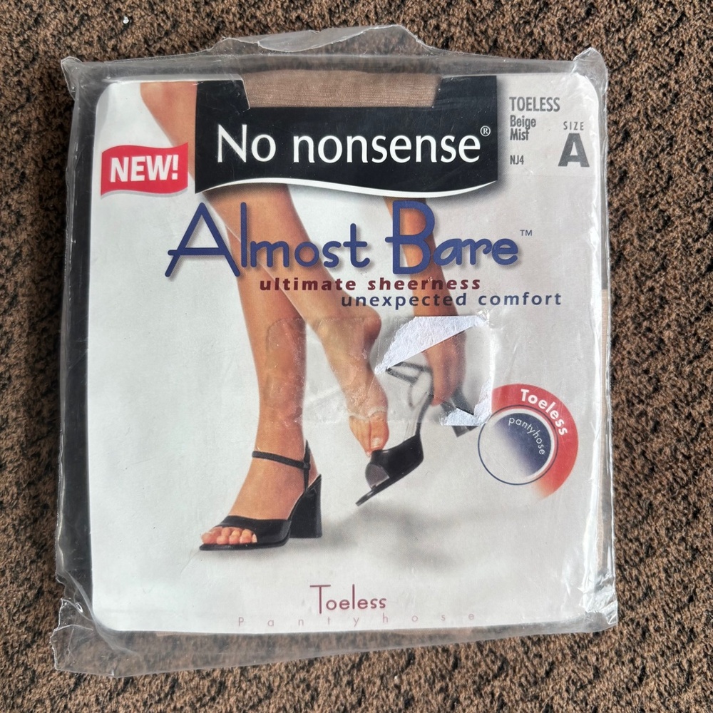 No Nonsense Almost Barre Toeless Pantyhose Ultimate Sheerness Women's Size A NEW